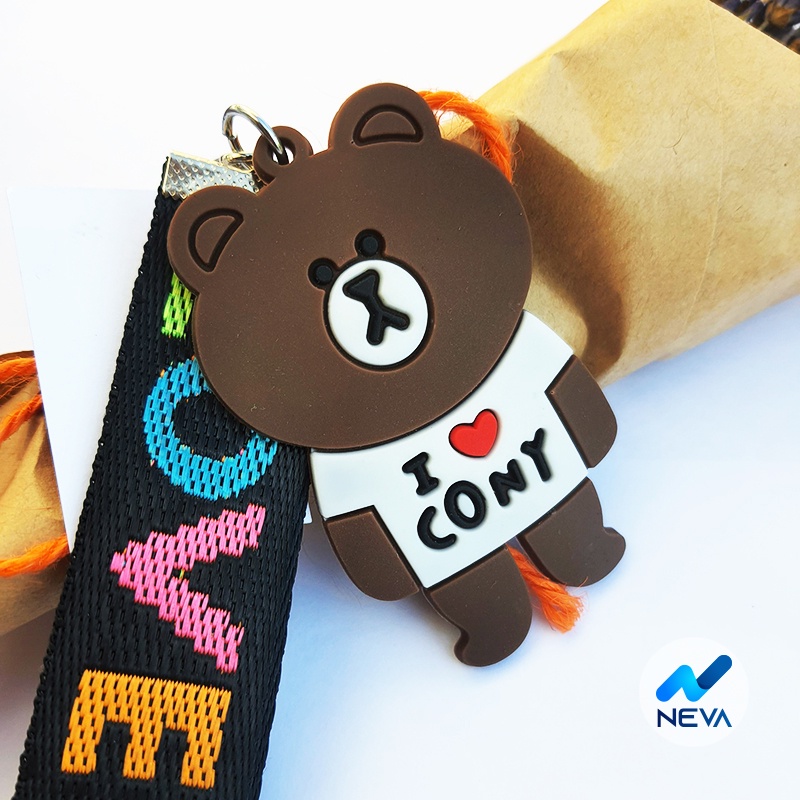 Móc Khóa Gấu Brown Mặc Áo Love Cony Siêu Cute (cao su) PK36