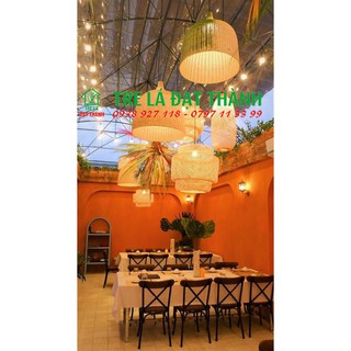 Đèn tre trang trí, đèn mây tre hình chuông nhiều size 30, 37, 40, 45, 50, 60cm cổ chai