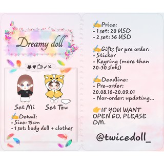 Búp bê của TWICE DREAMY DOLL 15CM MINA + TZUYU