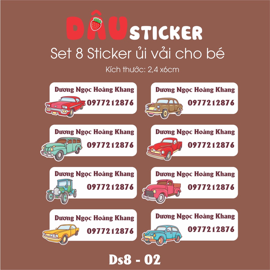 Ds8 - Bộ Sticker Ủi Áo Quần Cho Bé Trai Oto Nhiều Mẫu