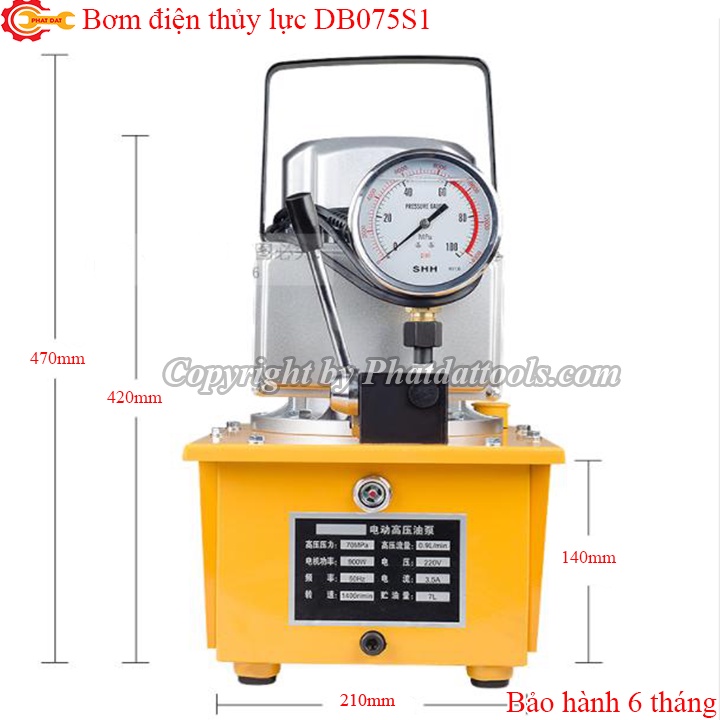 Bơm Điện Thủy Lực DB075S1 - Bộ nguồn thủy lực công suất 750W - Van cơ 1 đường dầu
