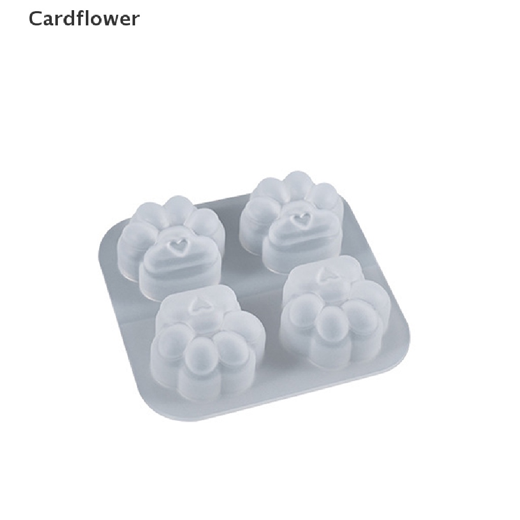 &lt; Cardflower &gt; Khuôn Làm Móc Khóa Hình Bàn Chân Mèo Mini Bốn Ngăn DIY