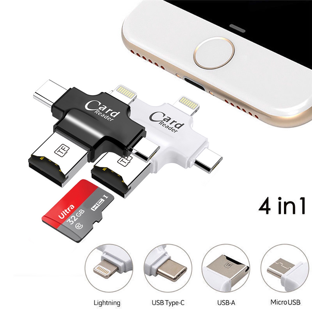 Đầu đọc thẻ nhớ SD iOS Micro B Type C OTG SD TF Card Reader cho Android iPhone 7 6s 8 Plus