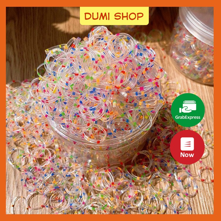 Hộp 1000 thun cột tóc nhiều màu sắc cho bé - Chun Cột Tóc Dumi Shop