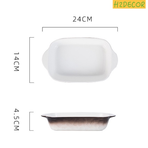 Thố hai tay cầm hoạ tiết vân đá tráng men cao cấp phong cách Bắc Âu-H2DECOR