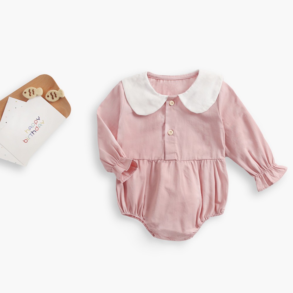 Áo Liền Thân Sanlutoz Bằng Cotton Tay Dài Dành Cho Bé Gái Sơ Sinh