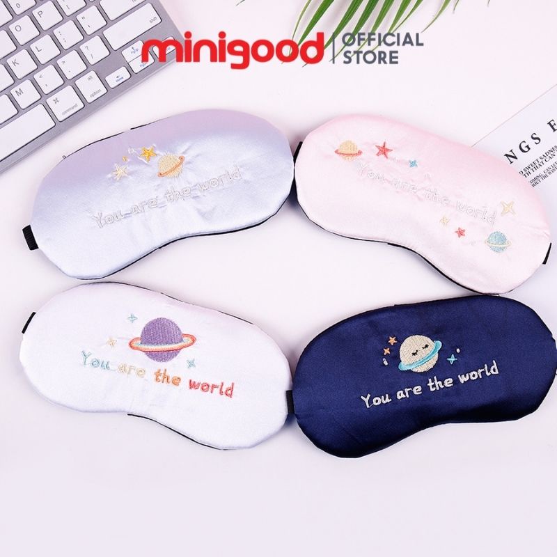 Bịt mắt che mắt ngủ có túi gel massage hoạ tiết You're the world MINIGOOD