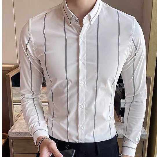 Áo sơ mi kẻ nam, Áo dài nam công sở chất lụa mịn - PANDO FASHION | BigBuy360 - bigbuy360.vn