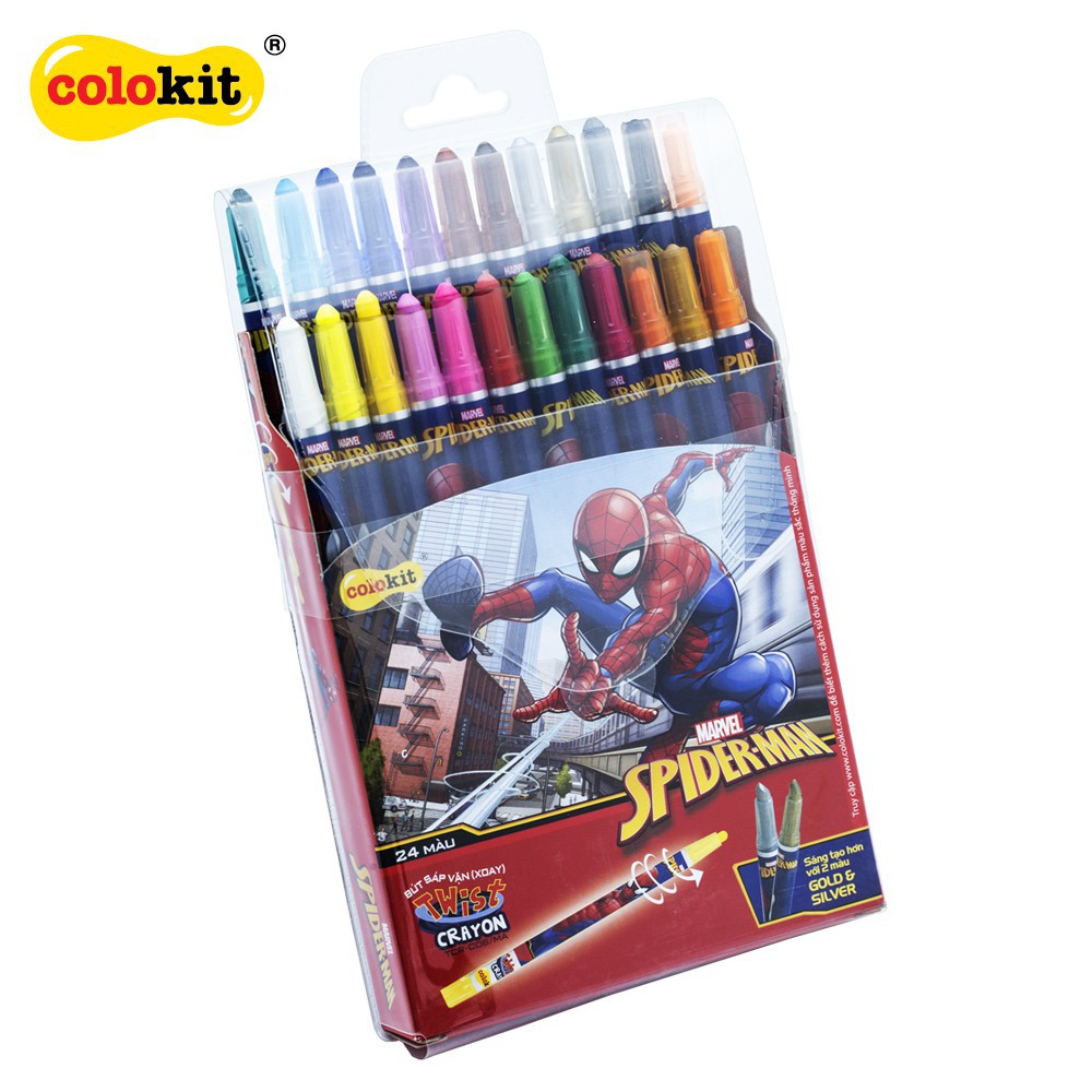 Bút sáp vặn Colokit Spiderman TCR-C06/MA 24 màu