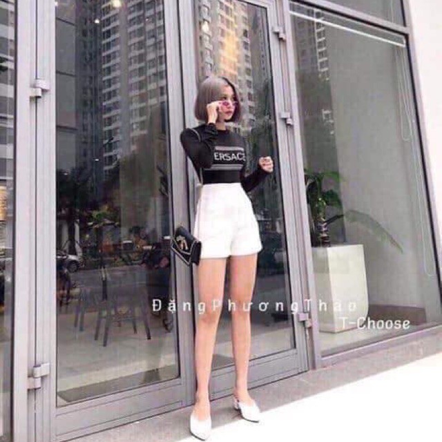 QUẦN SHORT NỮ CẠP CAO TÔN DÁNG CHẤT VẢI TUYẾT MƯA 3 MÀU ĐEN TRẮNG KEM THỜI TRANG