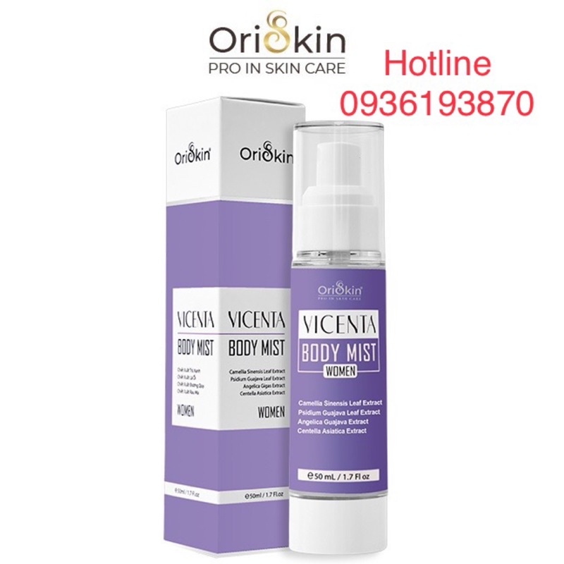 ✅ Xịt Mụn Lưng Oriskin Vicenta Body Mist 👍  ❤️ Xịt Mụn Lưng Nang Lông Dành Cho Nữ