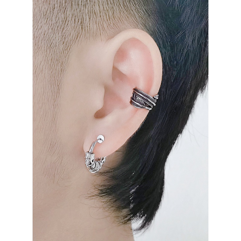 Khuyên tai Nam Bạc Unisex Tròn to nhỏ Sang Chảnh Cá tính Cute Ngầu Orn Earring Lucifer Store Hoa tai Titan - Orn Earring