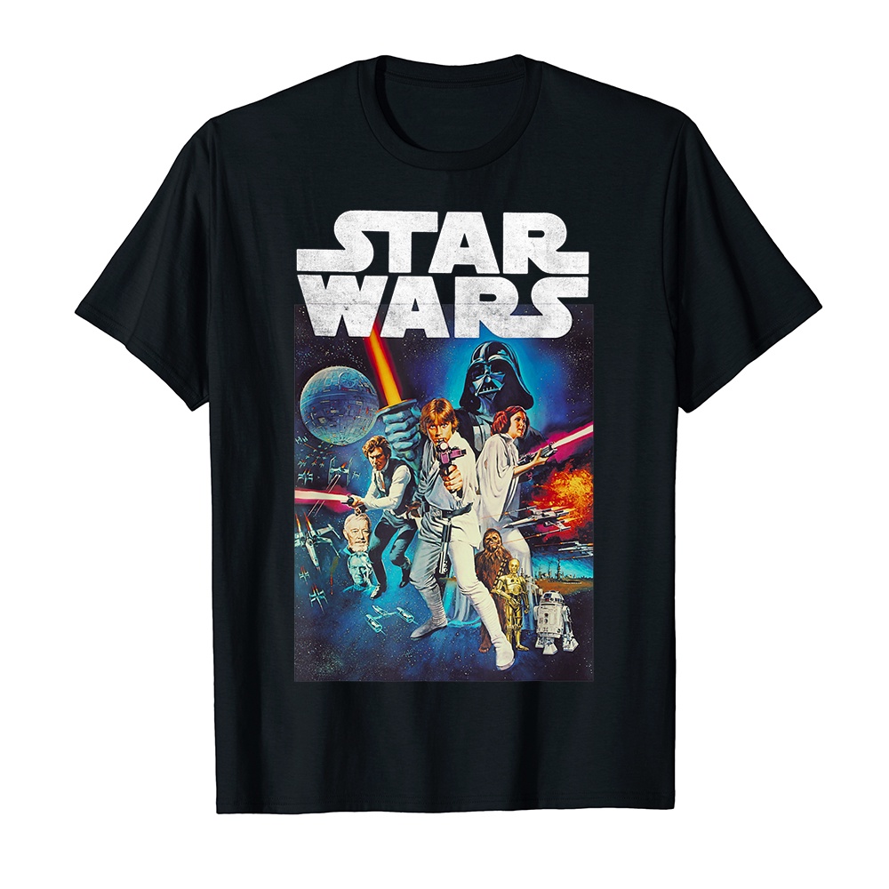 Áo thun cotton unisex HTFashion in hình Star Wars Vintage Cast Poster-9260