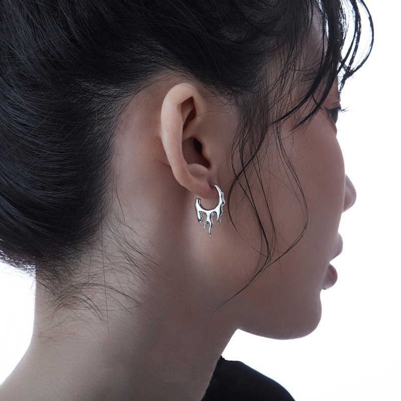 1 Cặp Khuyên Tai Mặt Ngọn Lửa Phong Cách Hip Hop Cổ Điển Dành Cho Nam Và Nữ