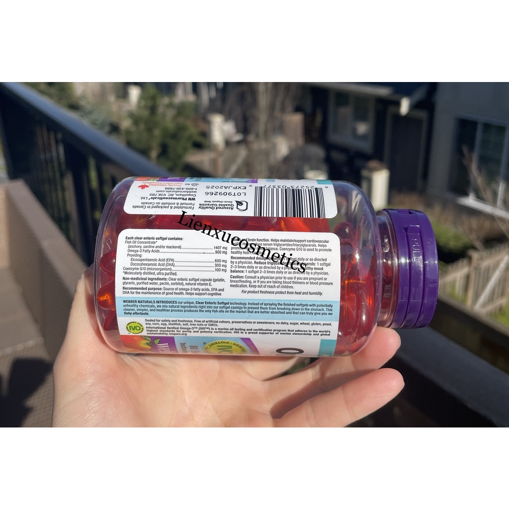 Viên uống Omega 3 900mg Webber Naturals; HSD 2025
