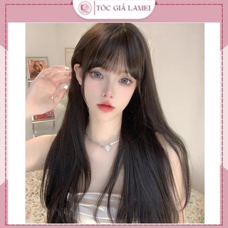 Tóc giả nữ nguyên đầu cụp dài chất sợi tơ nhân tạo kèm wig đội tóc