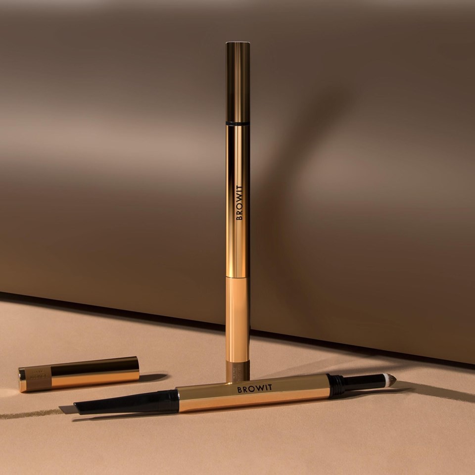 Chì kẻ mày 2in1 Nong Chat + chì kẻ mày dễ blend Browit By NongChat Brow Pencil And Blending Cushion