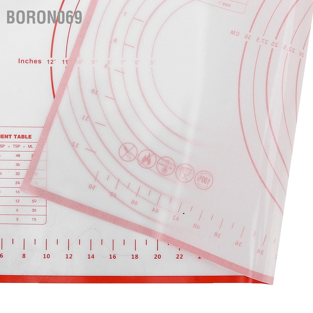 Boron069 Tấm lót làm bánh bằng silicon Bộ đếm có thể tái sử dụng Cuộn Mat Bột cán ngọt với phép đo cho Pizza lớp vỏ