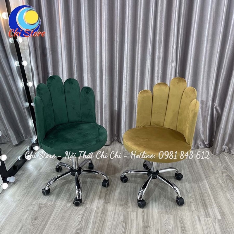 Ghế Xoay Trang Điểm Giá Rẻ, Ghế Ngồi Học Sinh Xoay 360 Độ- Tuỳ Chỉnh Độ Cao Từ 40-55cmcm Chân Inox Sáng Bóng