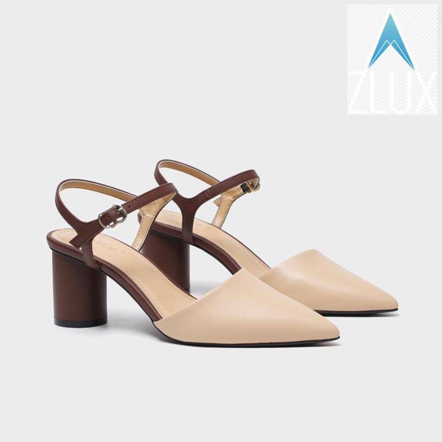 👘 Giày Cao Gót DILY Mũi Nhọn Thời Trang Gót Vuông Cao 7cm Màu Vàng_AA0187 -lkh* 👘