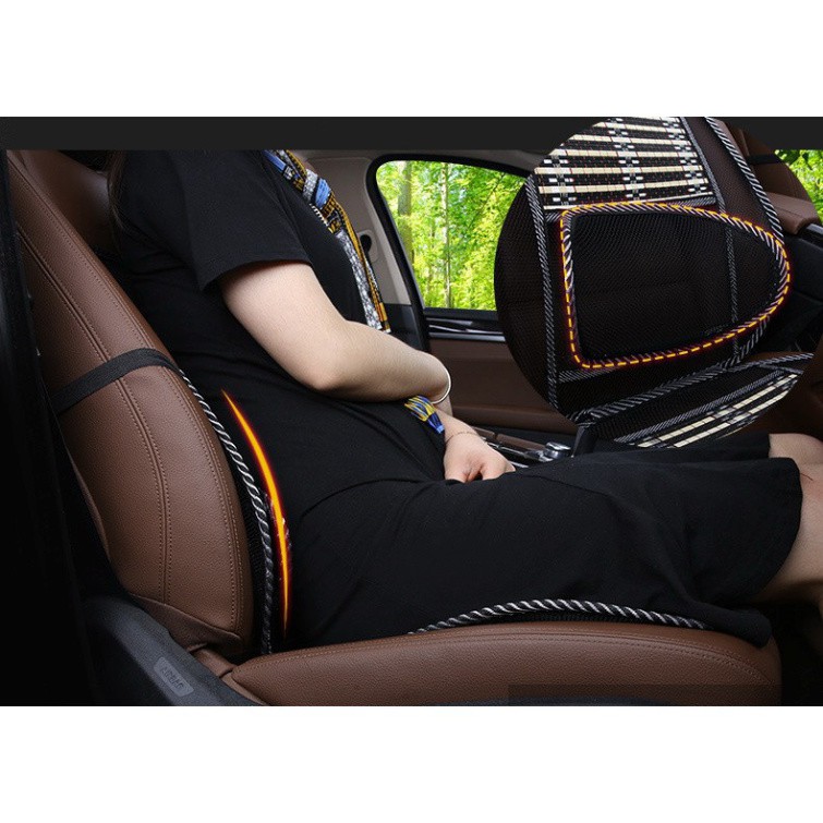 [Hàng Loại 1] Tựa Lưng Massage Chống Mỏi Khung Thép, tựa lưng ôtô ghế văn phòng thoáng khí bằng tre bảo vệ cột sống