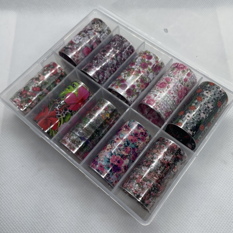 Foil Dán Móng , Foil Hoạ Tiết Hoa Nhí Đỏ