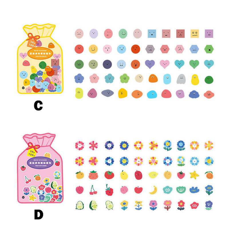 Bộ 100 cái nhãn dán trang trí hình gấu hoạt hình đáng yêu