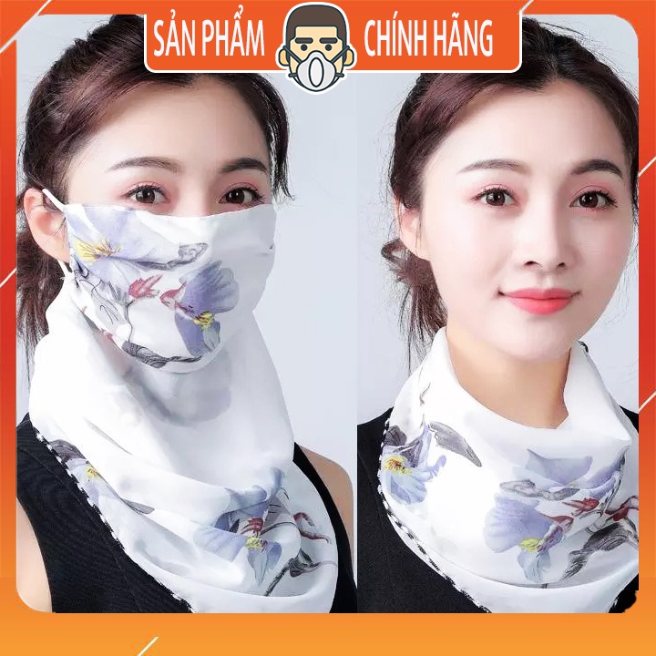 Khẩu trang đa năng che kín mặt vải thoáng mát họa tiết phụ nữ