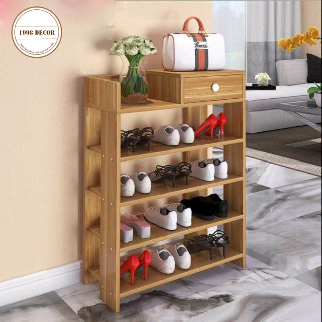 Kệ Giày, Tủ Giầy Gỗ MDF 5 Tầng - Có Tủ Để Đồ, Giá Để Giày Sang Trọng - Bảo Hành 6 Tháng