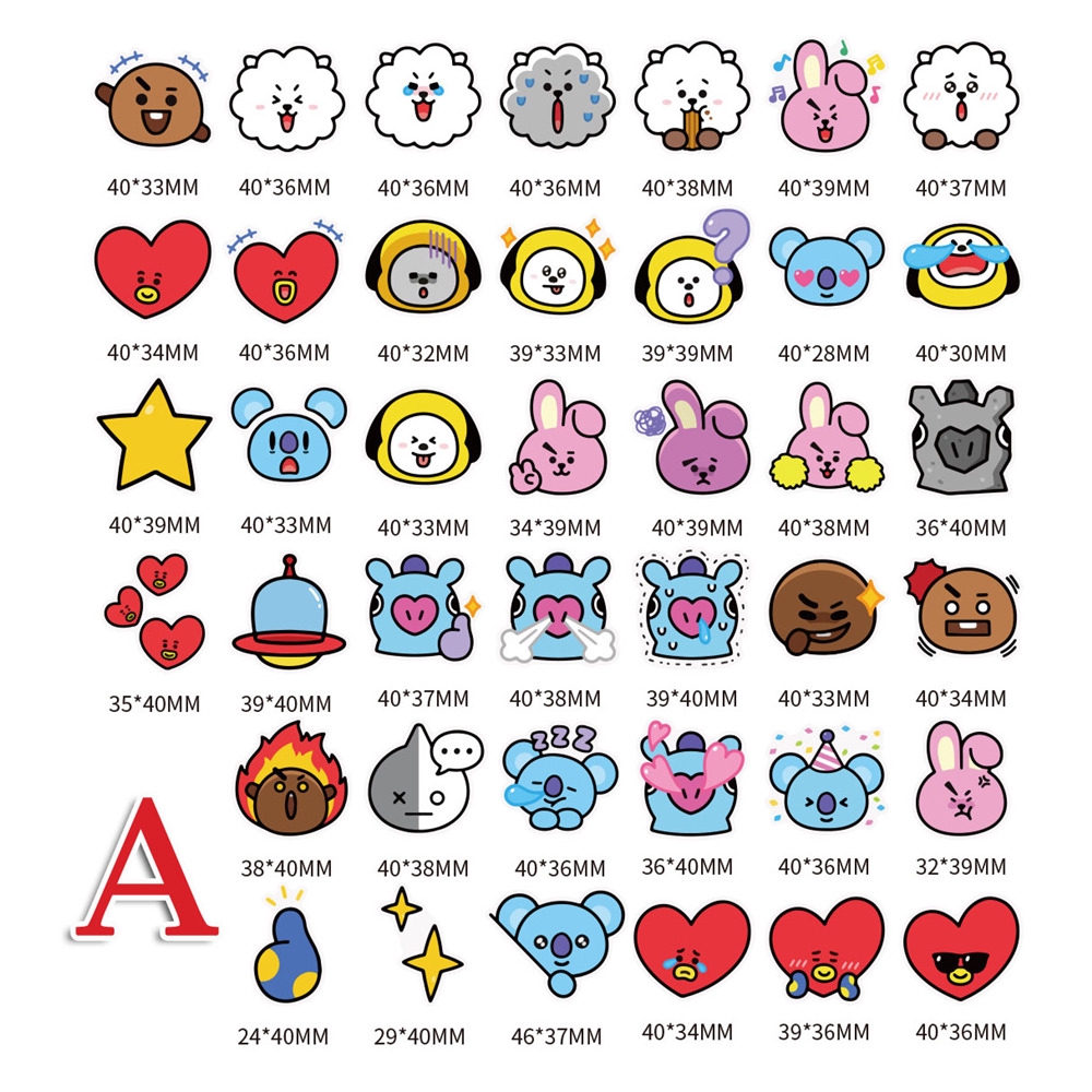 Bộ 40 Hình Dán Bts Bt21 Chống Thấm Nước