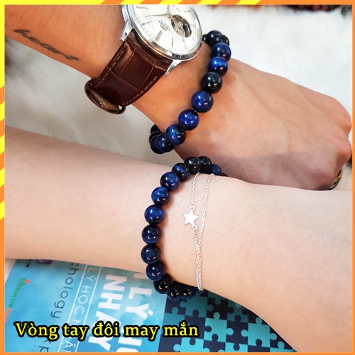 Vòng tay đá phong thủy xanh dương đeo tay Nam Nữ mệnh Thủy Mộc May Mắn Tặng kèm Dây và Hạt dự phòng - Luck Ring