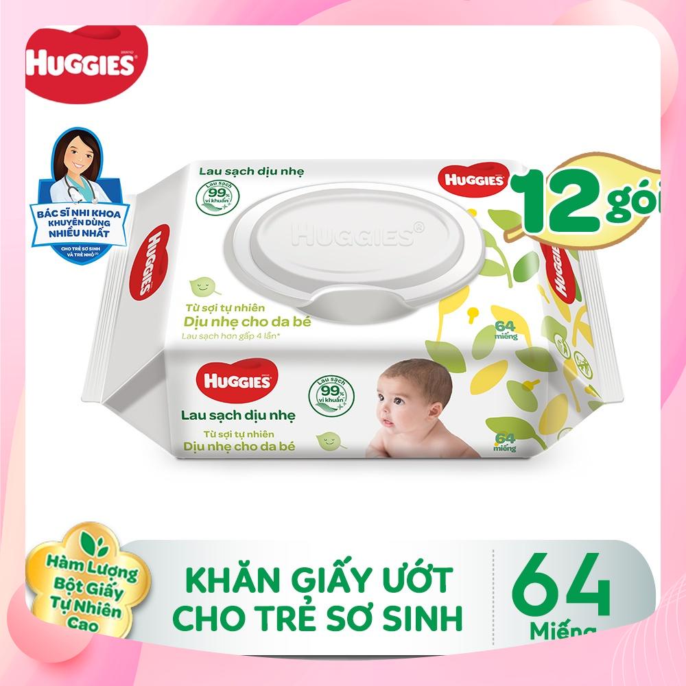 Khăn ướt Huggies không mùi 64 tờ,Khăn giấy ướt cho bé sơ sinh an toàn cho bé