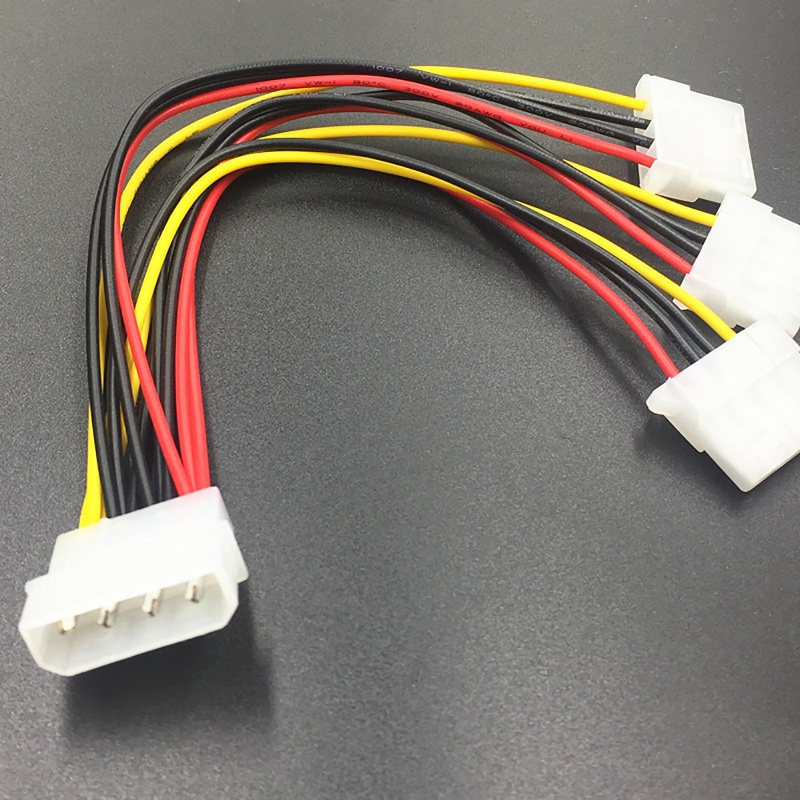 Bộ 2 Dây Cáp Chia Nguồn 4Pin Molex- Male Sang 3 Port IDE Female