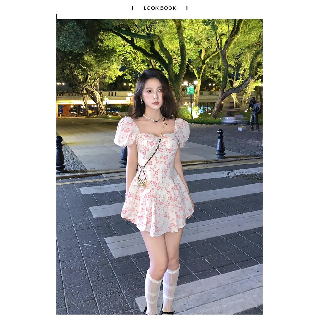 Đầm công chúa tay phồng ngắn thời trang mùa hè 2021 in hình thiên thần