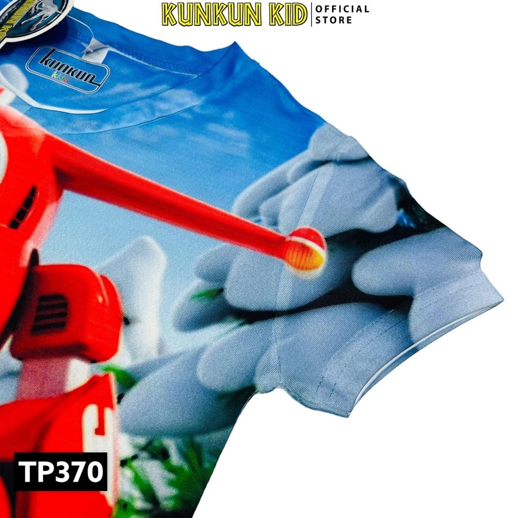Đồ bộ bé trai chất Thun lạnh ngắn tay in 3d hình super wings Kunkun Kid TP370