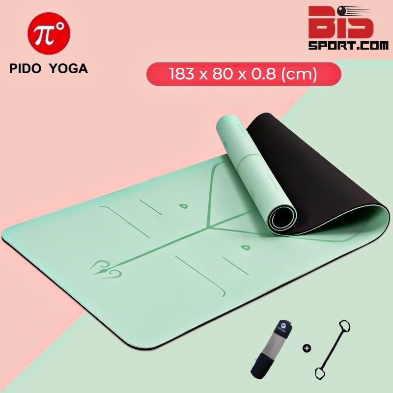 Thảm Yoga Định Tuyến 8mm PIDO (PAIDU) Cao Cấp - Chính Hãng -Thảm Yoga chống trượt 4D 2 Lớp, 8mm  -Tặng Kèm Túi &amp; Dây Đeo
