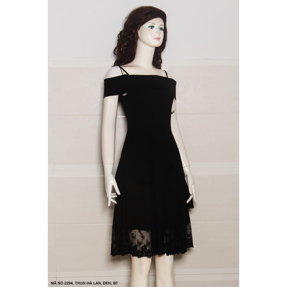 Đầm thun xoè thiết kế cao cấp đi tiệc | đám cưới | đi chơi bẹt vai phối ren tà (sản phẩm có nhiều size)