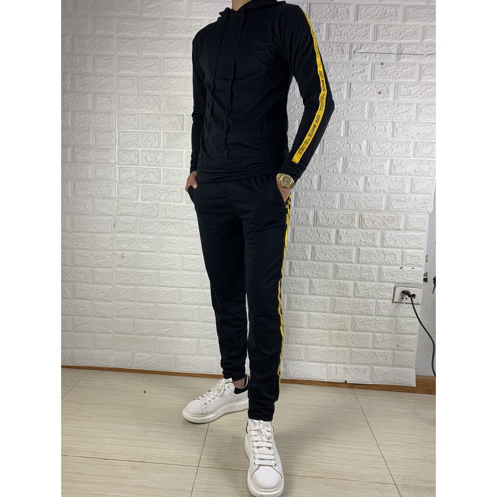 Bộ Nỉ Thể Thao Nam Kèm Mũ Kẻ Sọc Siêu Mềm Mịn - Bộ Thu Đông Chất Liệu Nỉ Cao Cấp - BD159 - Xưởng May Trung Kiên