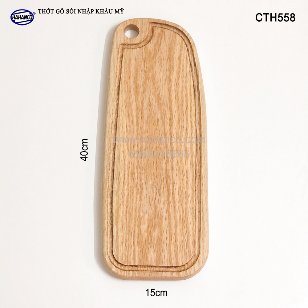 Thớt gỗ sồi Mỹ (OAK) cỡ dài tiện dụng, có rãnh bao quanh - Xuất Khẩu Châu Âu - CTH558