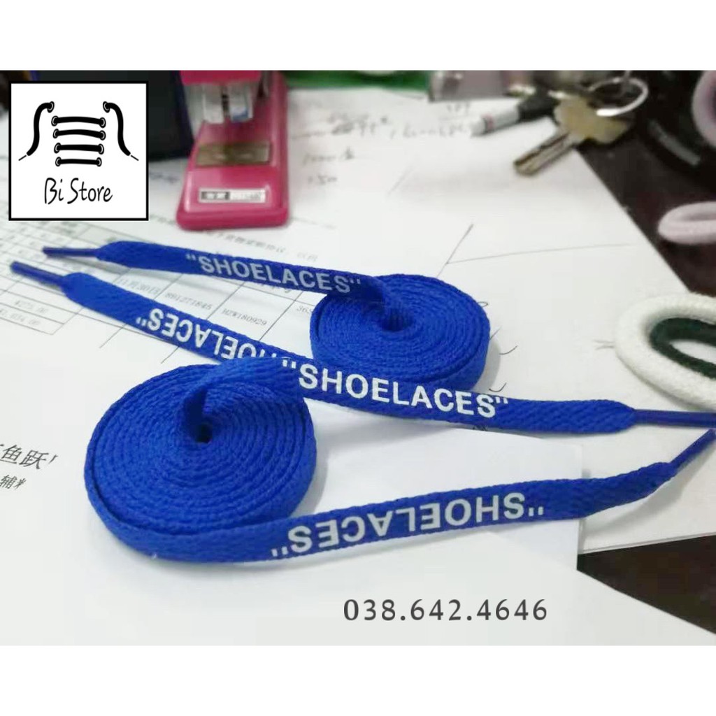 Dây giày dẹt Off White có chữ SHOELACES ở đuôi (có clip + ảnh chụp thật)