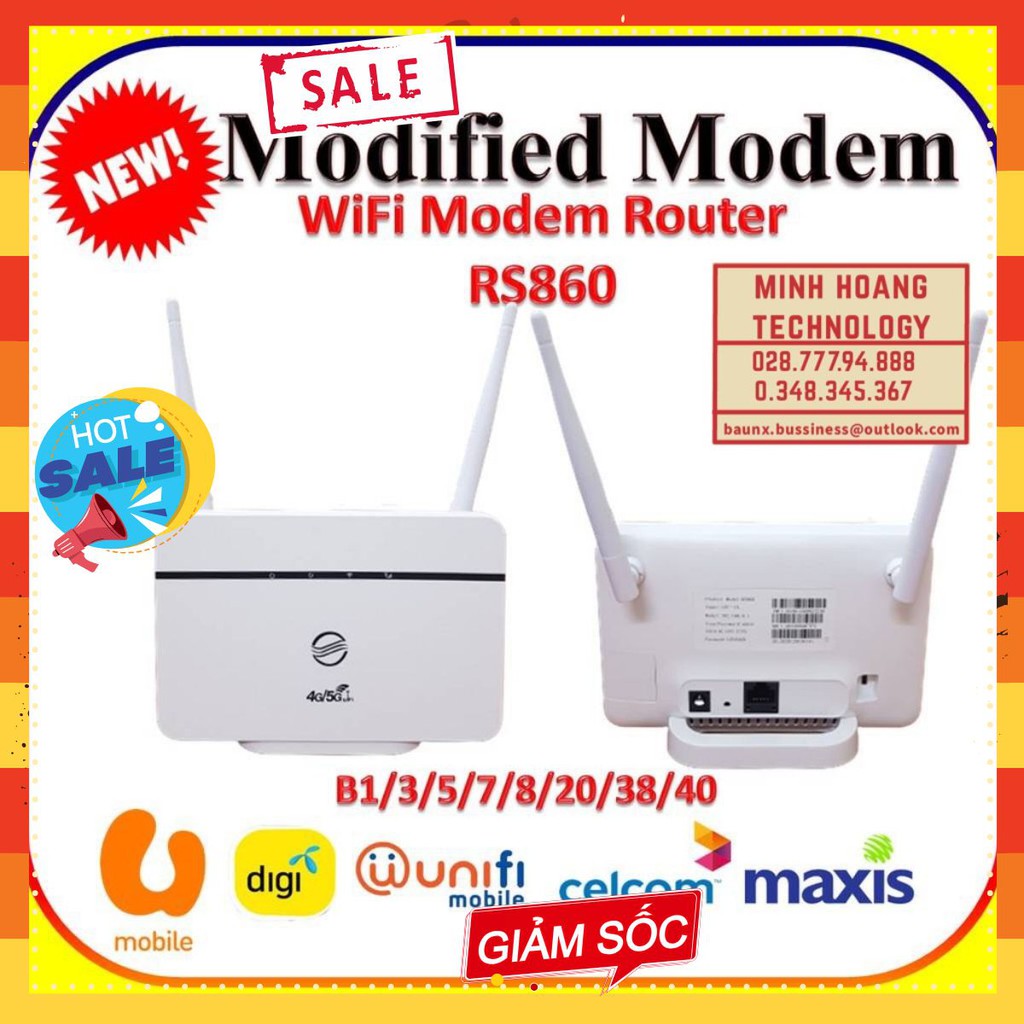 Thiết bị phát sóng wifi qua sim Router Wifi 4G LTE RS-860 (2 anten - 32 user - 1 port)