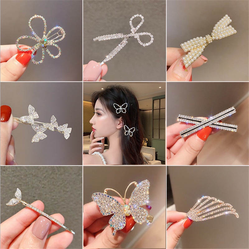 Kẹp Tóc Đính Ngọc Trai Nhân Tạo Đơn Giản Thanh Lịch Phong Cách Nhật Hàn Cổ Điển