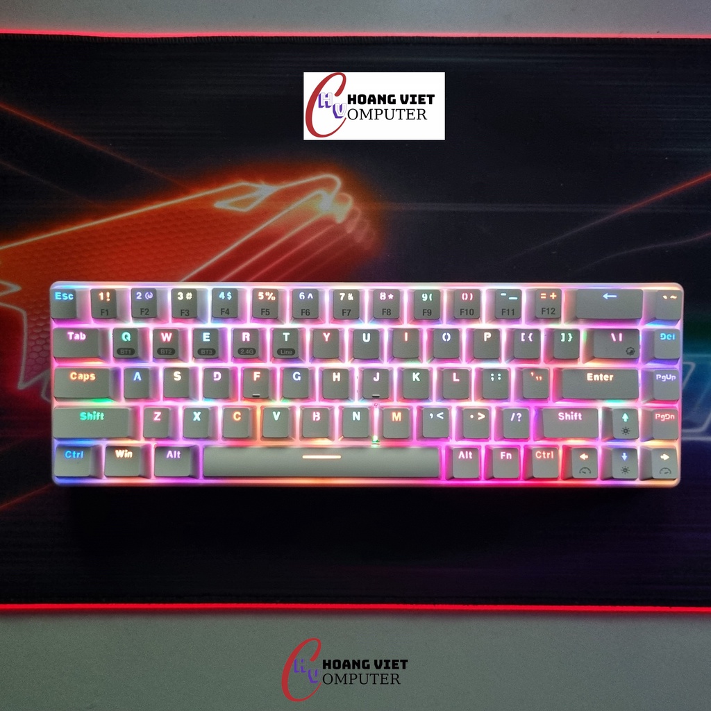 Bàn phím cơ không dây RF68 RGB rất đẹp - Bluetooth 5.0 | Wireless 2.4G | Dây type C