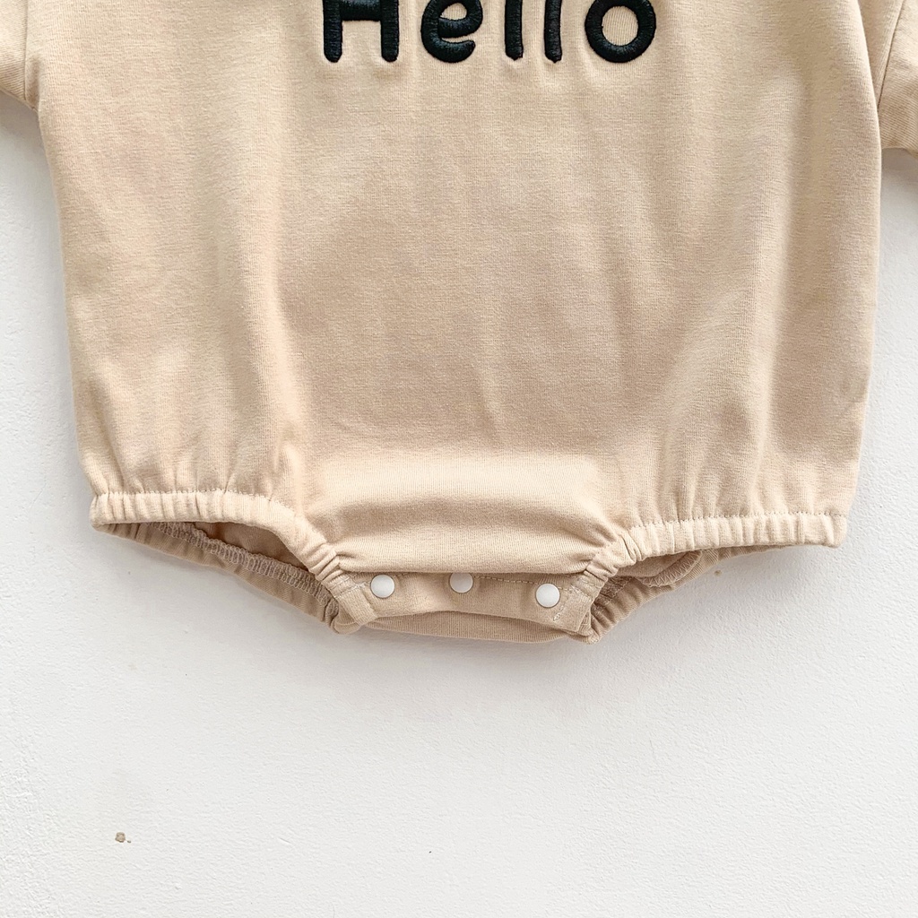 Áo liền quần cotton dài tay in chữ hello cho bé trai/ bé gái 0-24 tháng tuổi