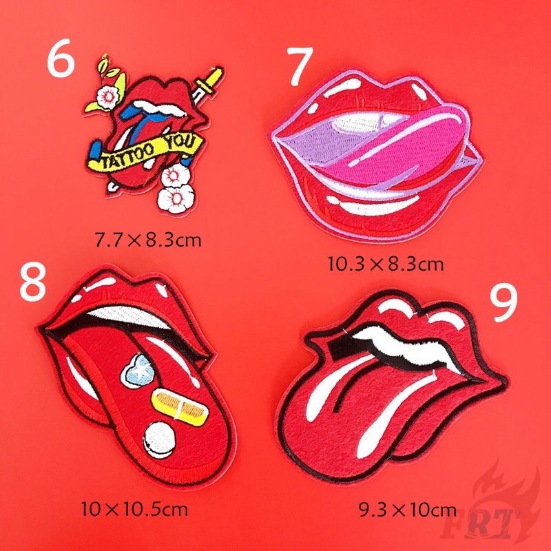 Sticker thêu, patch thêu dán quần áo hình môi