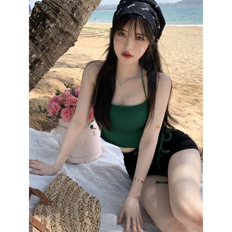 QKOOLE  Áo Croptop Sát Nách Màu Sắc Thanh Lịch Cho Nữ