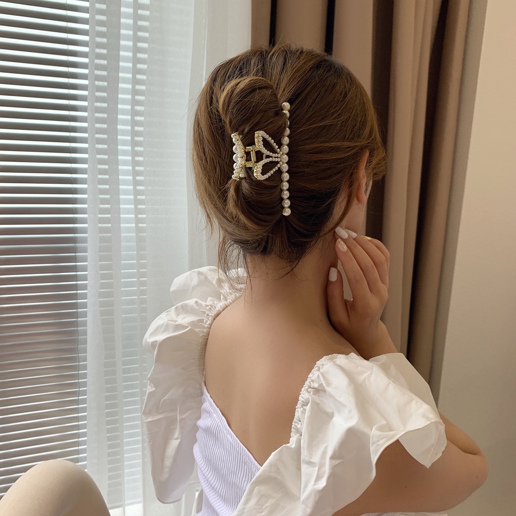 Kẹp tóc hình tai thỏ đính ngọc trai nhân tạo đáng yêu thời trang mùa hè cho nữ