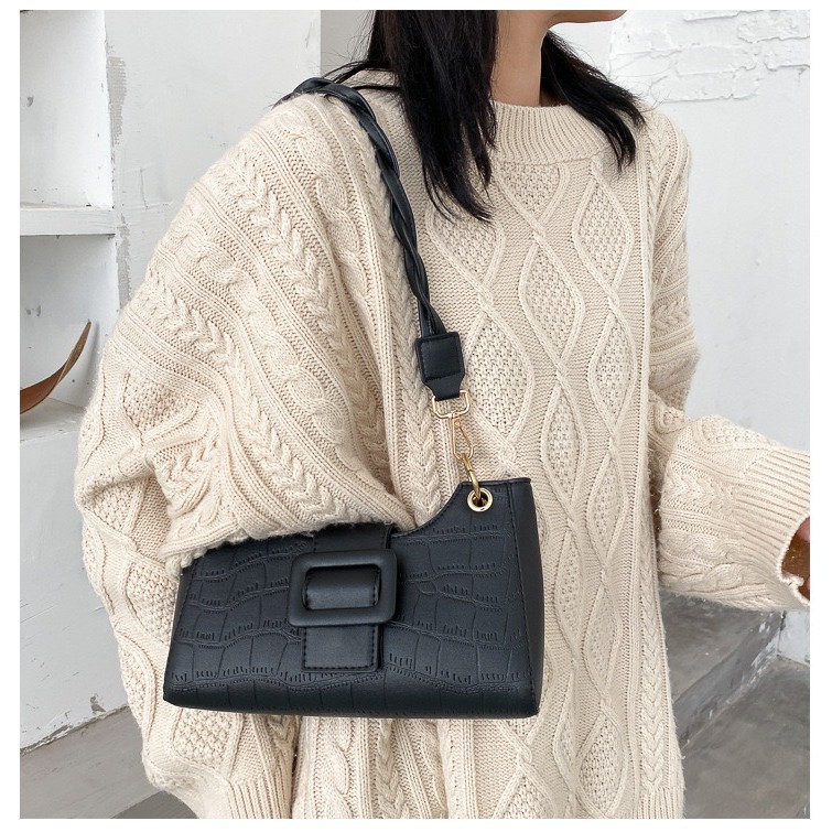 Túi Xách Nữ ❤️FREESHIP❤️ Túi Xách dáng dài kẹp nách dây đan chéo phối móc cài điệu đà xinh xắn mã 2097 | BigBuy360 - bigbuy360.vn