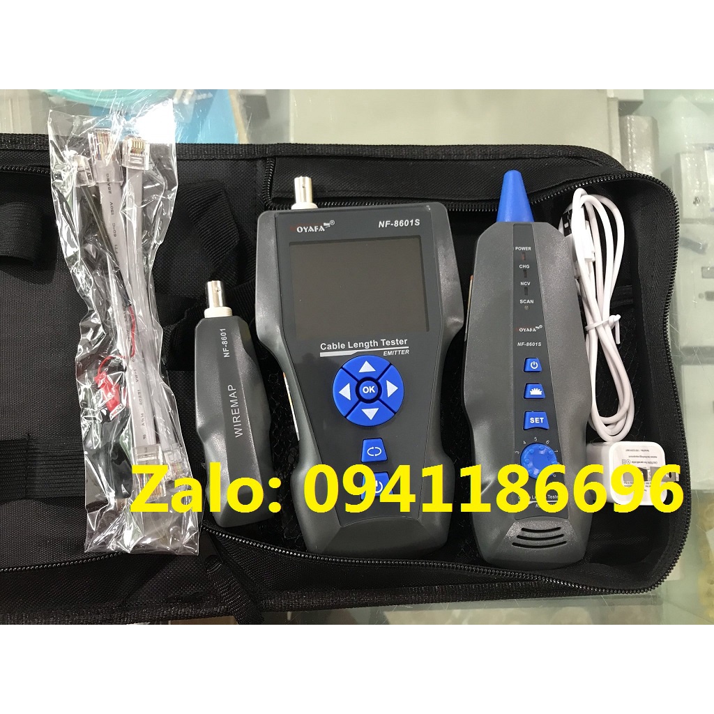 Bộ kiểm tra mạng đa năng NF8601S test RJ45, RJ11, BNC, kim loại Cáp, PING/POE, kết xuất kết quả ra máy tính