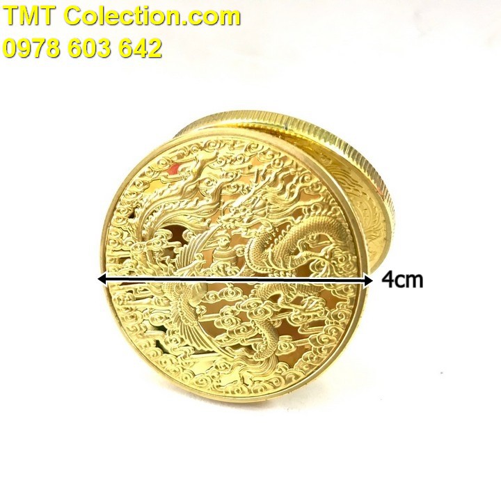 Xu Long Phụng Vàng; Màu vàng; đường kính của mỗi đồng xu là 4cm - SP000374